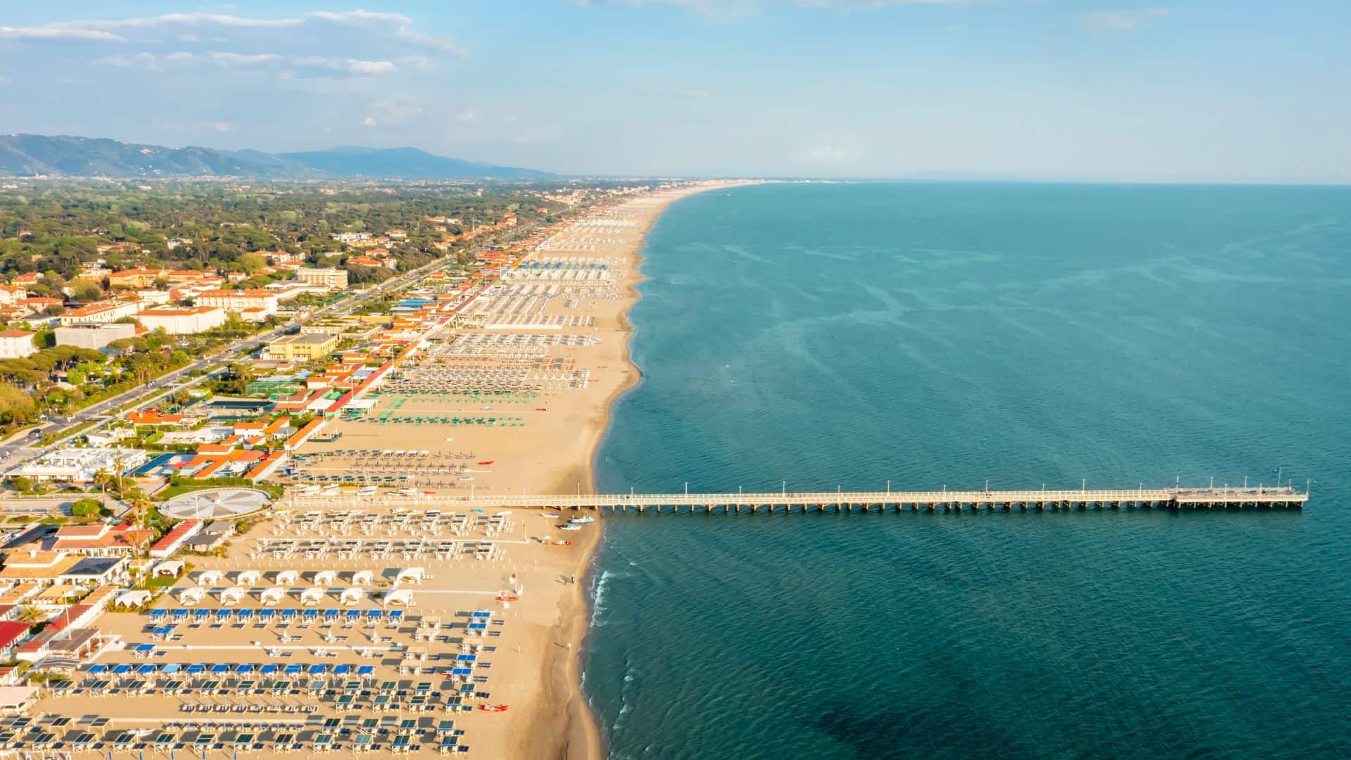 The coastline of Versilia seen from above