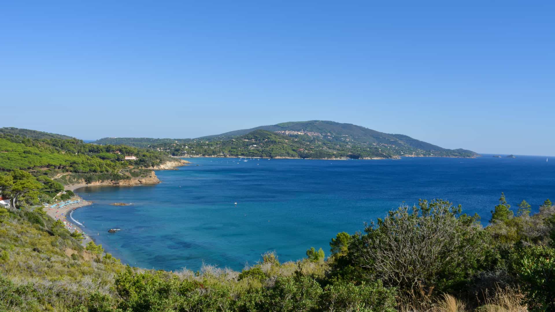 Panoramic view of Norsi Beach on Elba Island