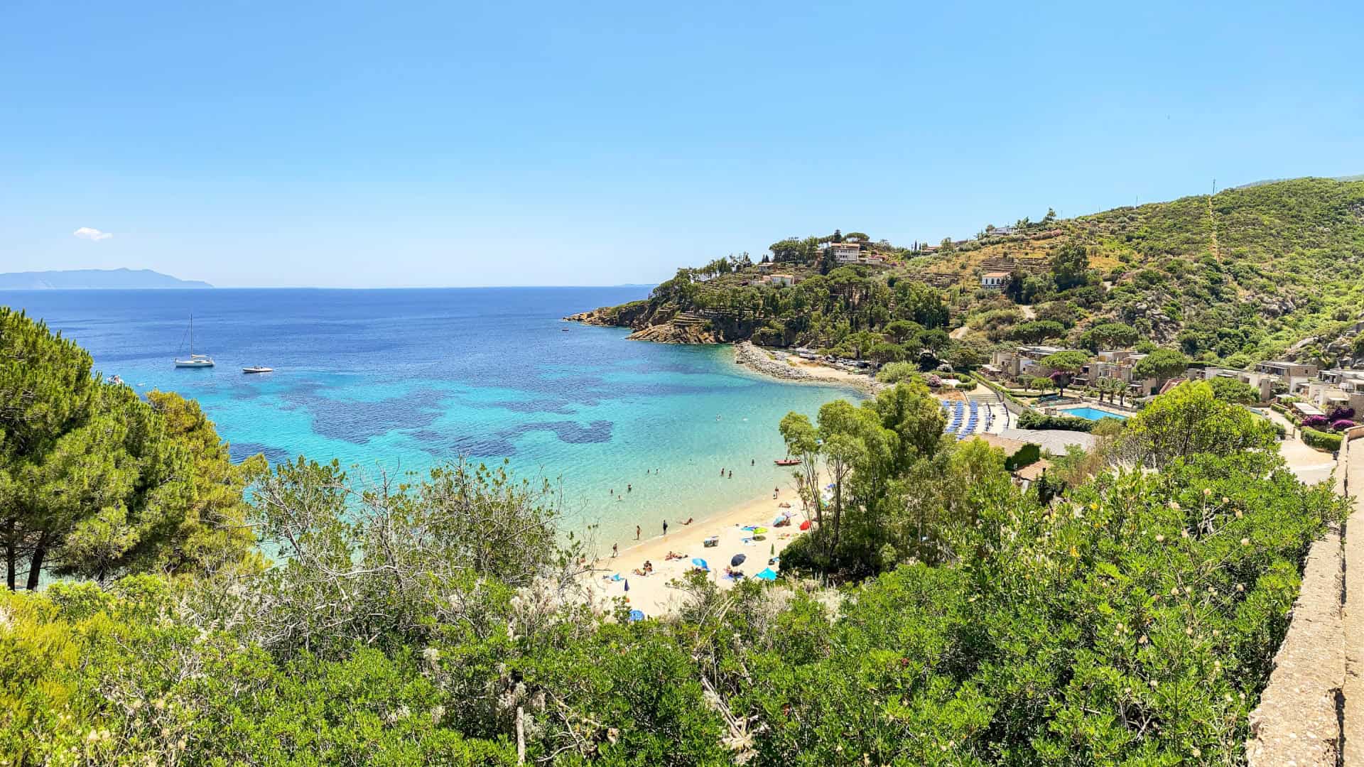 Panoramic glimpse of Cannelle Beach on Giglio Island