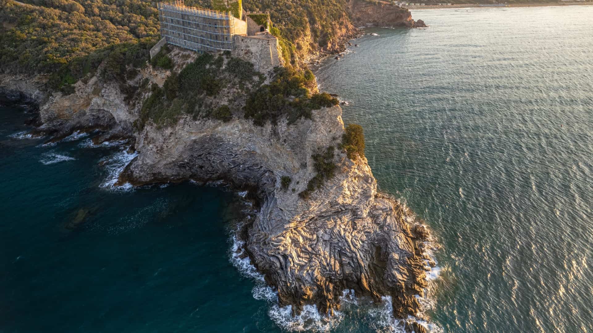 Aerial view of Spiaggia delle Rocchette in Castiglione della Pescaia