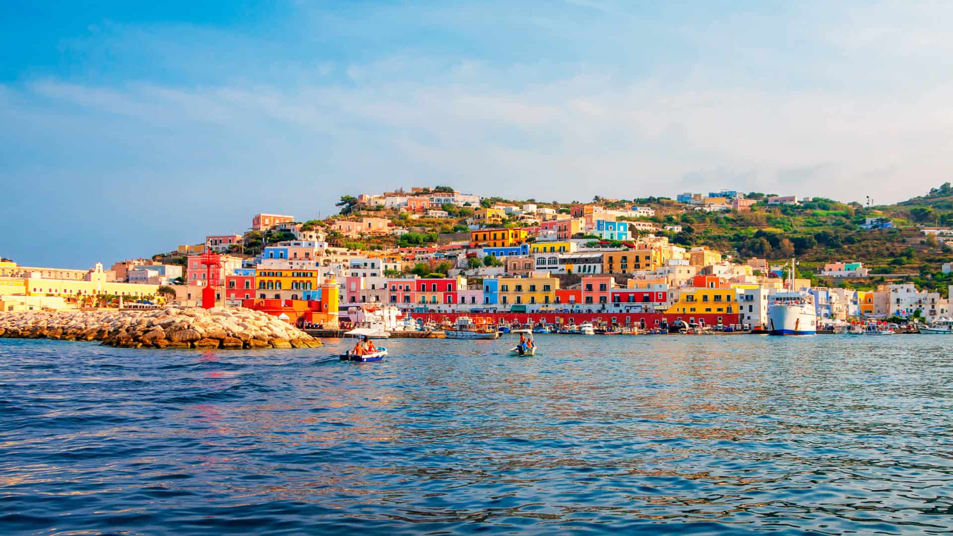 Pontine Islands seen from the water