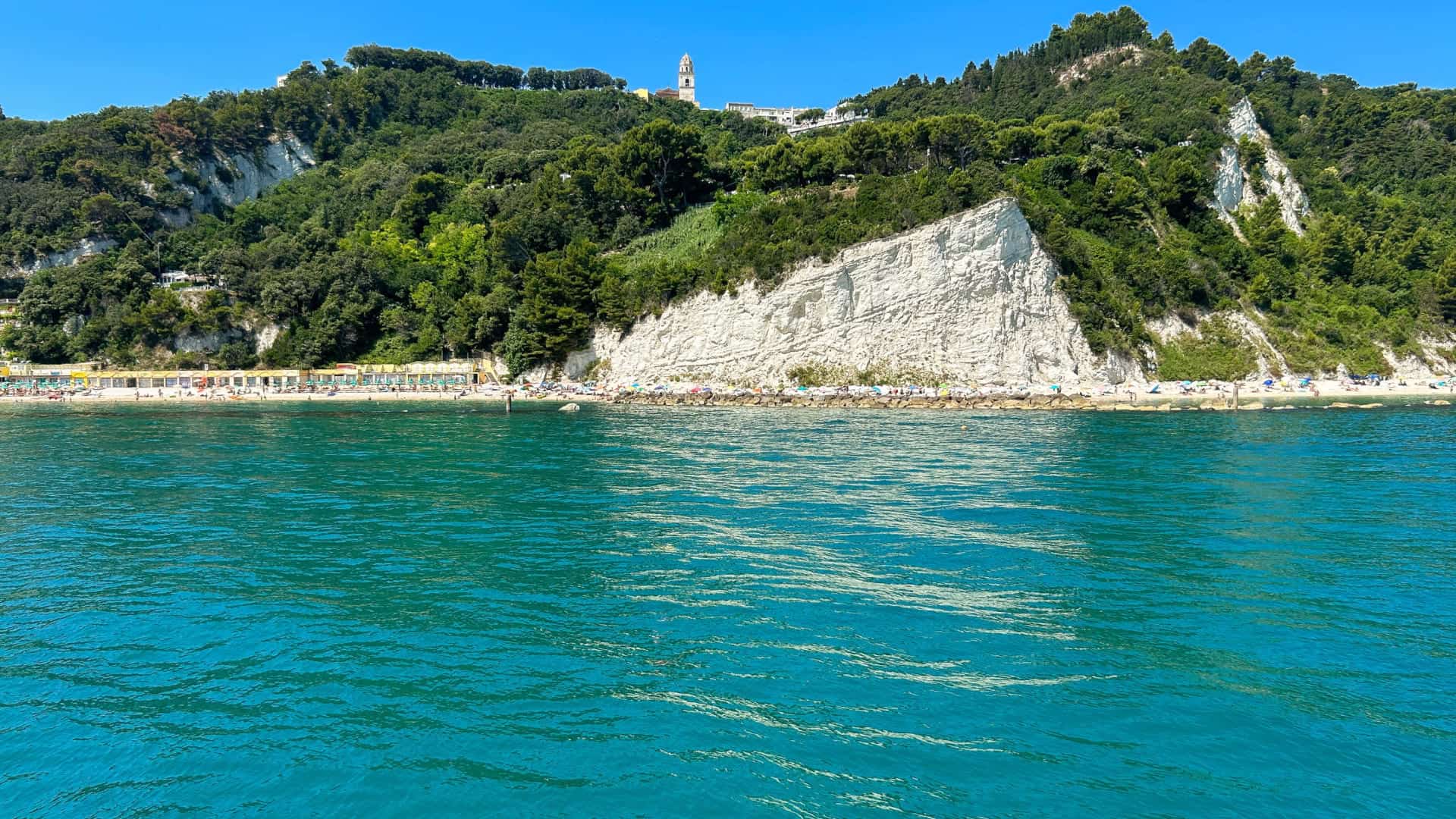 Coast seen from the sea in Sirolo