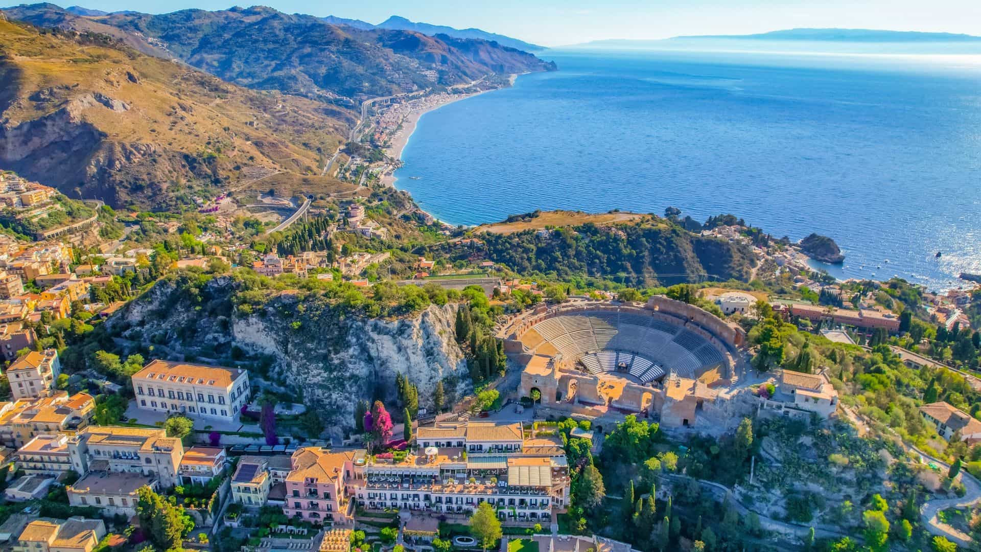 The city of Taormina seen from above