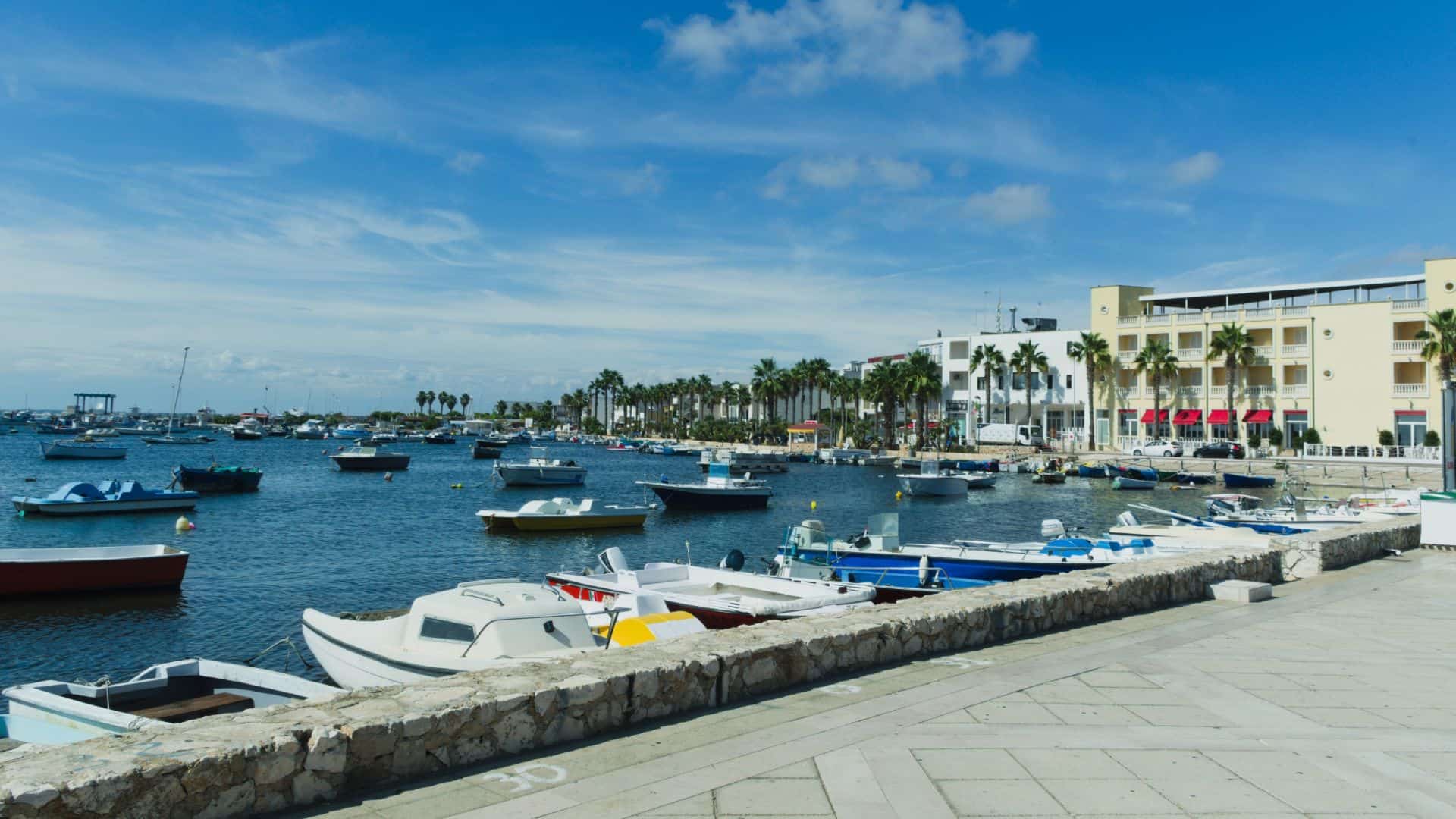 Boats docked in Porto Cesareo