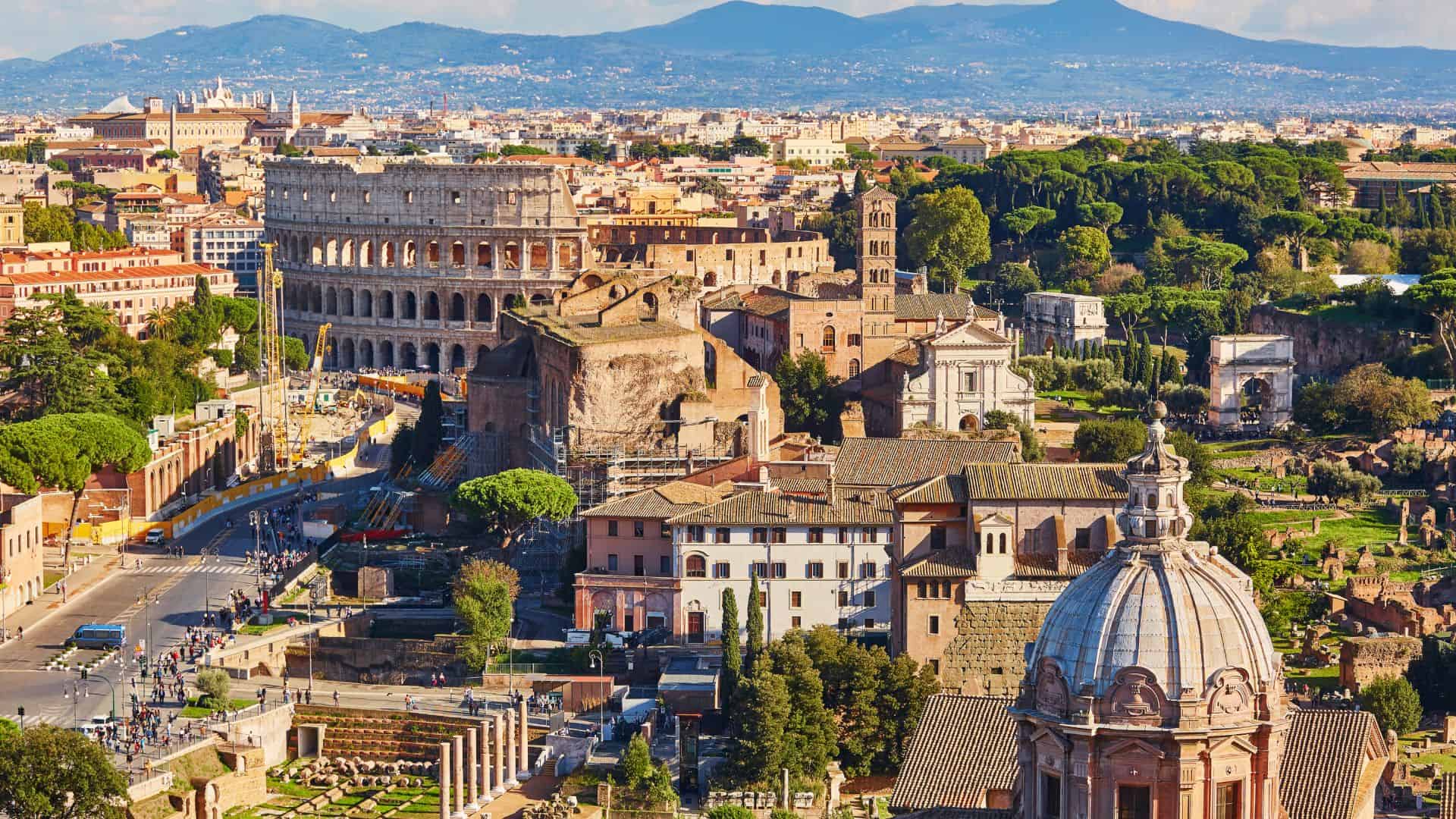 The city of Rome seen from above