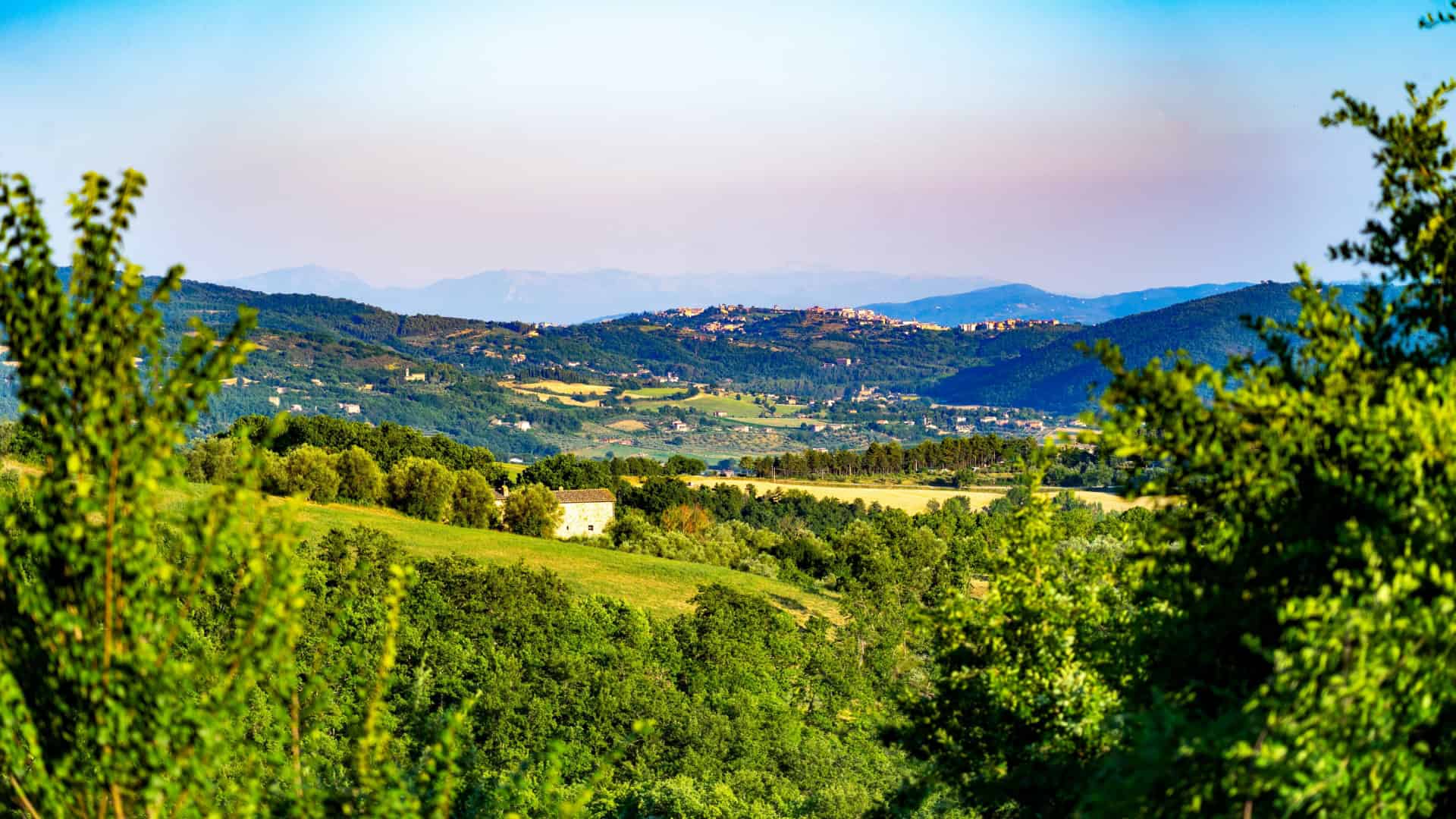 Blick auf die Hügel von Umbrien
