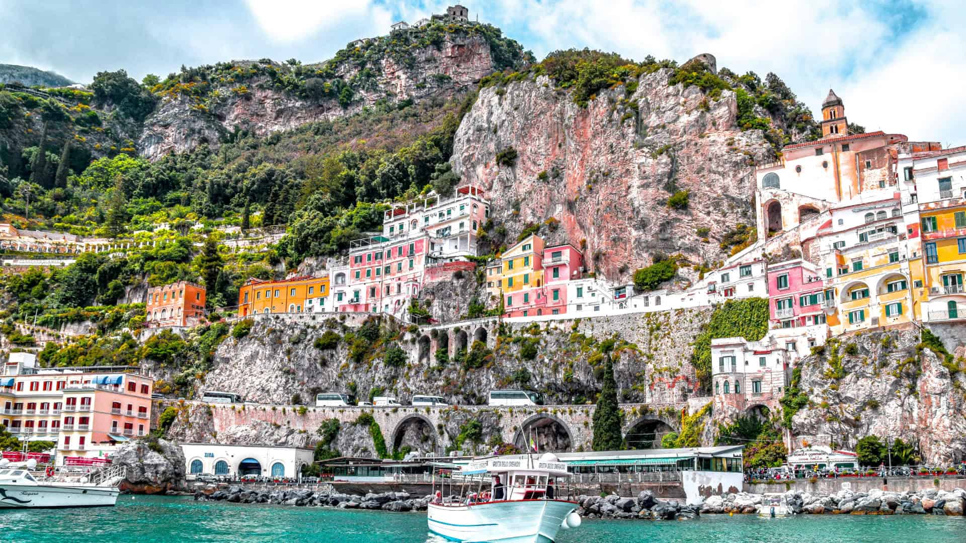 The Amalfi Coast photographed from the sea